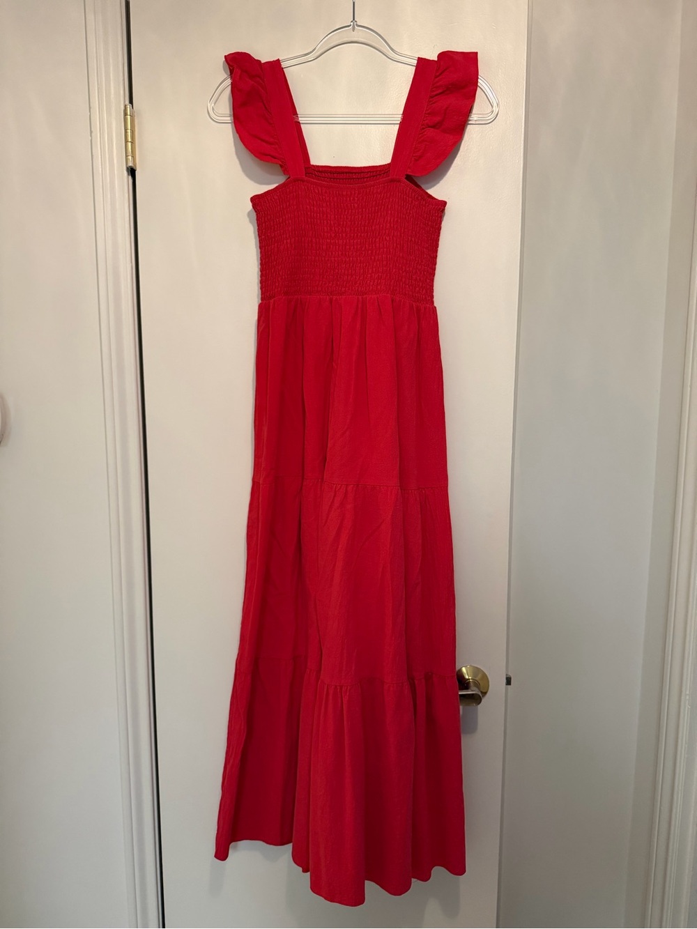 Red Ruffle-Strap Maxi Dress size S